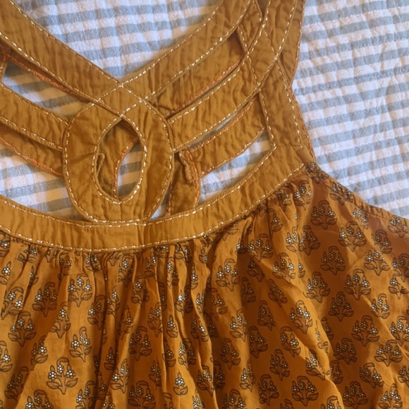 World Market patterned mustard orange brown tank top - Picture 2 of 2